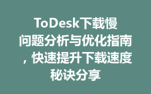 ToDesk下载慢问题分析与优化指南，快速提升下载速度秘诀分享-ToDesk官方下载|远程桌面控制