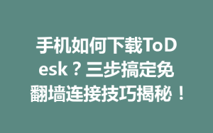 手机如何下载ToDesk？三步搞定免翻墙连接技巧揭秘！-ToDesk官方下载|远程桌面控制