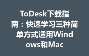 ToDesk下载指南：快速学习三种简单方式适用Windows和Mac-ToDesk官方下载|远程桌面控制