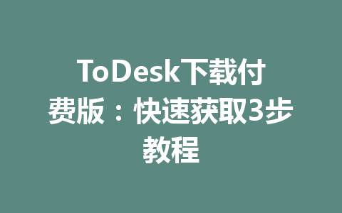 ToDesk下载付费版:快速获取3步教程 一