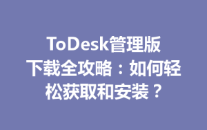 ToDesk管理版下载全攻略：如何轻松获取和安装？-ToDesk官方下载|远程桌面控制