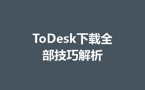 ToDesk下载全部技巧解析 一