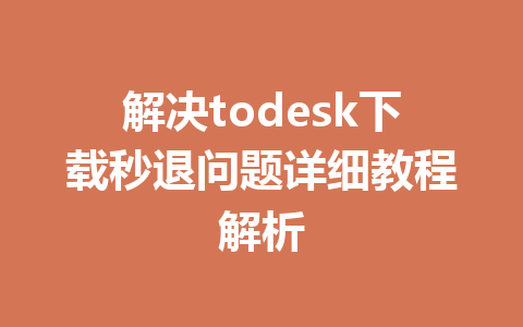 解决todesk下载秒退问题详细教程解析 一