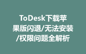 ToDesk下载苹果版闪退/无法安装/权限问题全解析-ToDesk官方下载|远程桌面控制