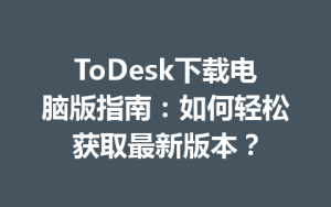 ToDesk下载电脑版指南：如何轻松获取最新版本？-ToDesk官方下载|远程桌面控制